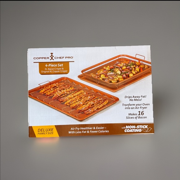 New Copper Chef Pro XL Bacon Crisper Rack + Crisper Basket - 4 Piece - Picture 1 of 3